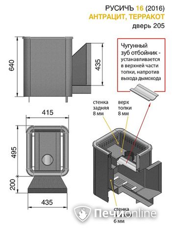 Дровяные печи-каменки Везувий Русичъ Антрацит 16 (205) 2016 в Муравленко