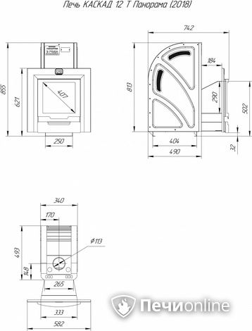 Дровяная банная печь Теплодар Каскад-12 Т Панорама (2018) в Муравленко