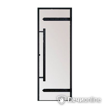 Дверь для бани Harvia Стеклянная дверь для сауны LEGEND 7/19 черная коробка сосна сатин D71905МL в Муравленко